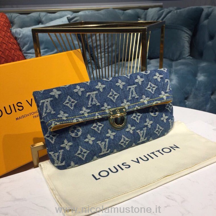 Qualità Originale Louis Vuitton Portafoglio Borsa A Tracolla 18 Cm Monogramma Denim Tela Primavera/estate 2019 Collezione M44472 Blu
