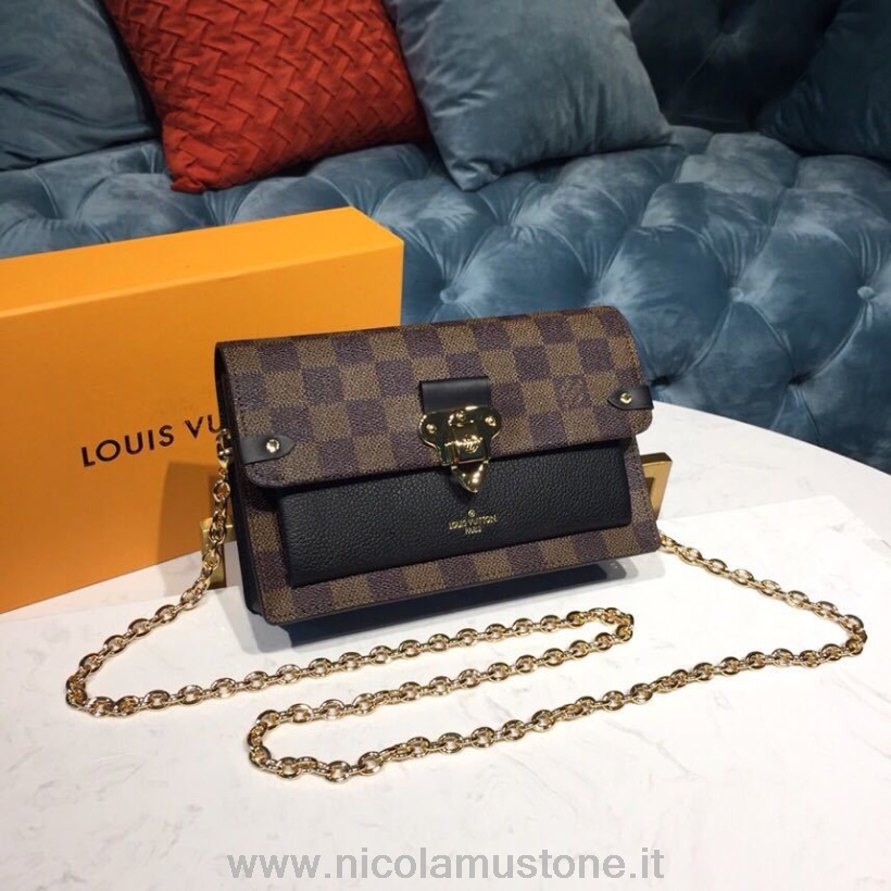Qualità Originale Louis Vuitton Vavin Catena Portafoglio Borsa Damier Ebene Tela Primavera/estate 2019 Collezione N60221 Noir